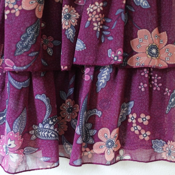 AMERICAN EAGLE PURPLE FLORAL RUFFLE DRESS - Picture 5 of 6